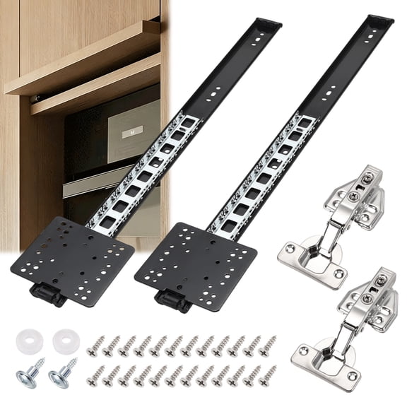 20 Inch Pocket Door Slide Pocket Door Hardware Kit- 1 Set - for 18-20mm Think Inset Cabinet Wardrobe - Soft Close Silent Retractable System W/ Hinges & Screws 14kg/30.9lb - Black