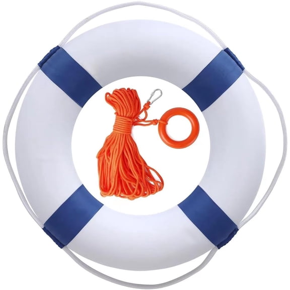 20 Inch Pool Safety Life Preserver Throw Ring Buoy for Swimming- Swim Foam Rings with 98.4FT Water Floating Lifesaving Rope