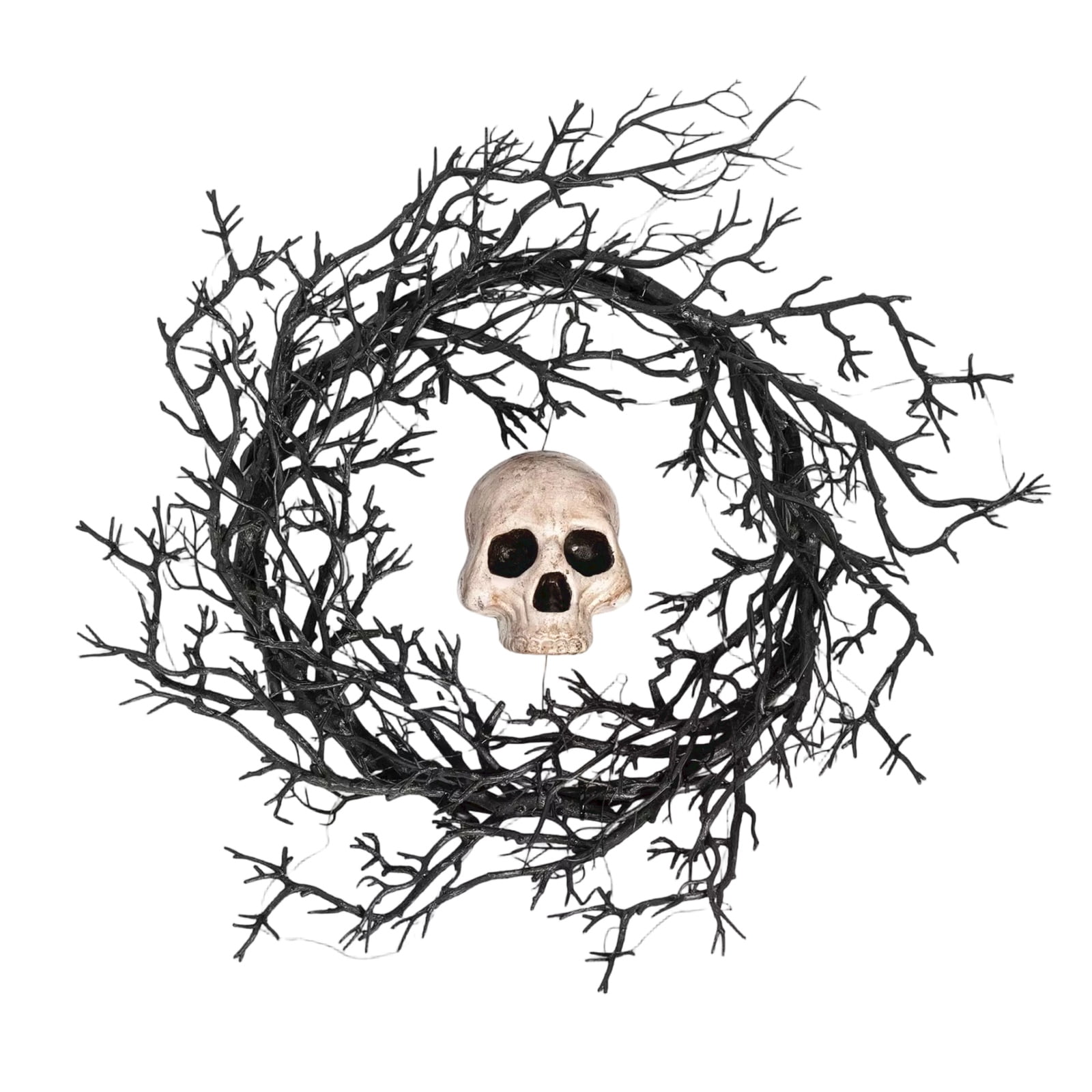 20 Inch Pre-Lit Halloween Ghost Wreath with Lights for Front Door, Spooky Illuminated Door Hanger Wreath for Outdoor Porch Wall Yard Holiday Party Home Decoration