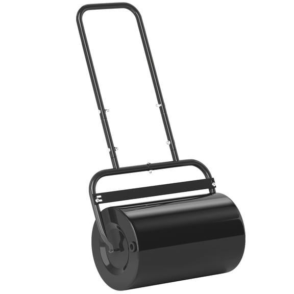 20-Inch Push/Tow Behind Lawn Roller, 10 Gal Water/Sand Fill, Flatten Sod Garden Lawn, Black Steel Drum