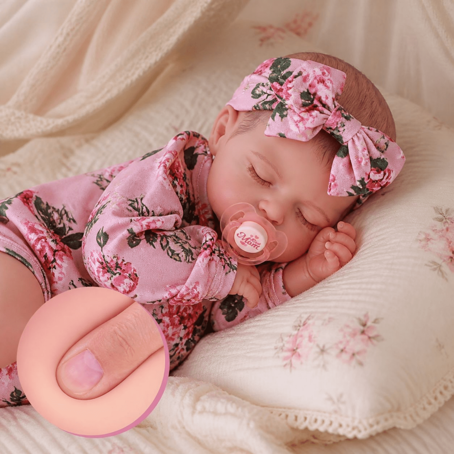 20 Inch Realistic Reborn Baby Dolls Full Body Silicone Handmade Lifelike Sleeping Newborn Baby Girl Dolls Toddler Washable Vinyl Baby Doll with Clothes Accessories for Kids Age 3+