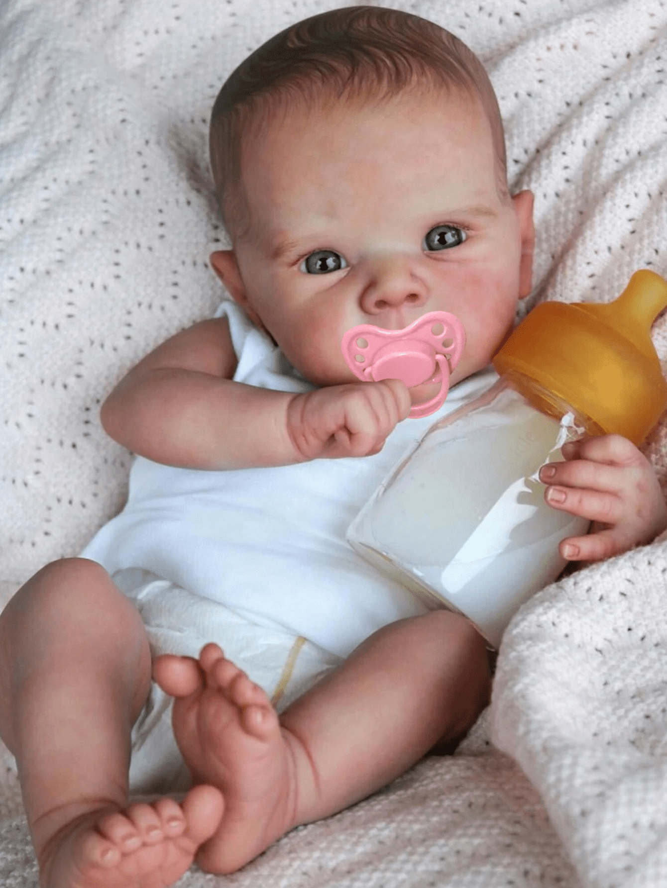 20 Inch Reborn Baby Doll Girl Full Body Vinyl Lifelike Realistic Doll Hand Painted Hair Soft Touch Waterproof Bath Doll Gift for Kids Age 3+