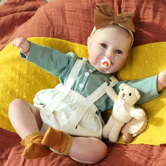 20 Inch Reborn Baby Doll Maddie, Realistic Hand-Painted Hair Baby Doll With Open Eyes And Charming Smile, Includes Extra Accessories, Perfect Gift For Kids