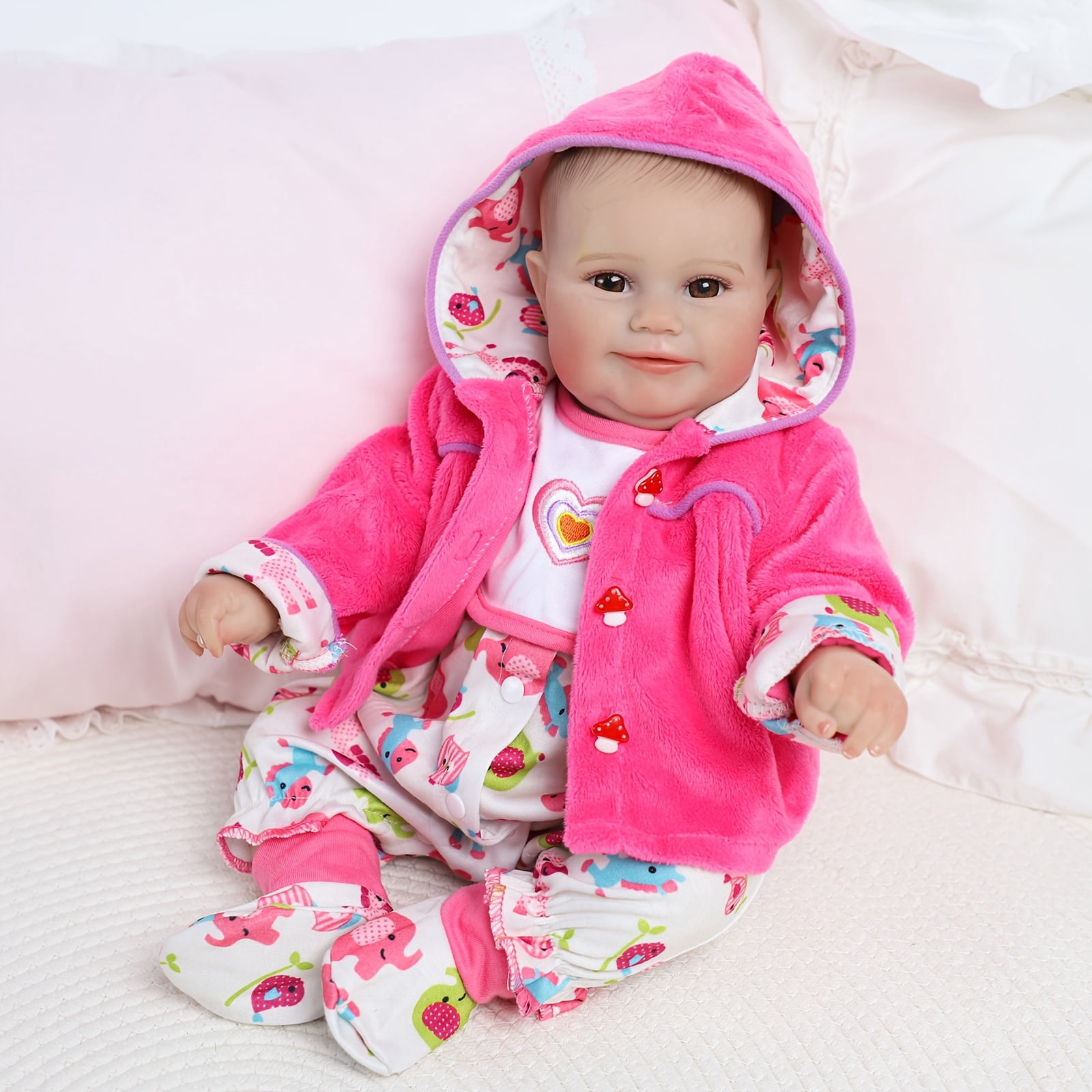 20 Inch Reborn Baby Doll Sunny, Cute Soft Vinyl Realistic Baby Doll, Poseable Smiling Newborn Doll, Perfect Gift For Kids Age 3+ Christmas Gift