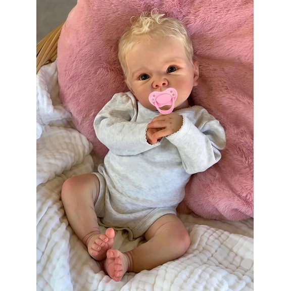20 Inch Reborn Doll Girl, Realistic Baby Doll with Vinyl Torso, Hand Rooted Hair Lifelike Reborn Doll Toy for Kids Age 3+