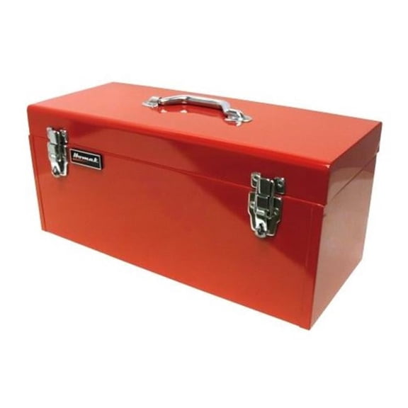 20 Inch Red Flat Top Tool Box with Black Metal Tray