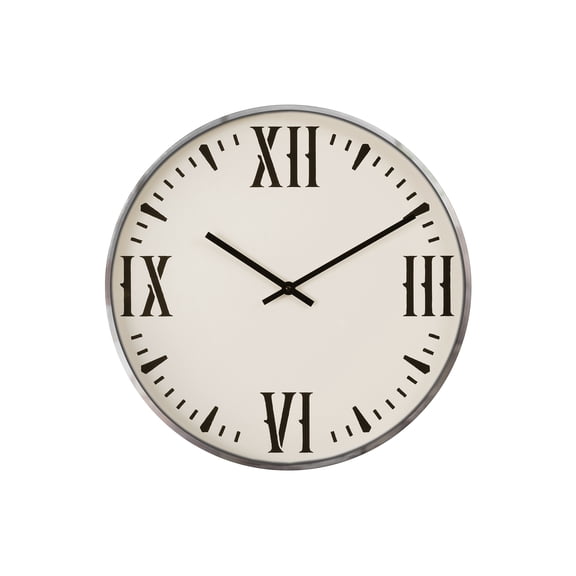 20 Inch Retro Decorative Wall Clocks, Silent Non-Ticking Battery Operated White Vintage Clock with Large Numbers, Easy to Read Kitchen Living Room, Bathroom and Office, Beige