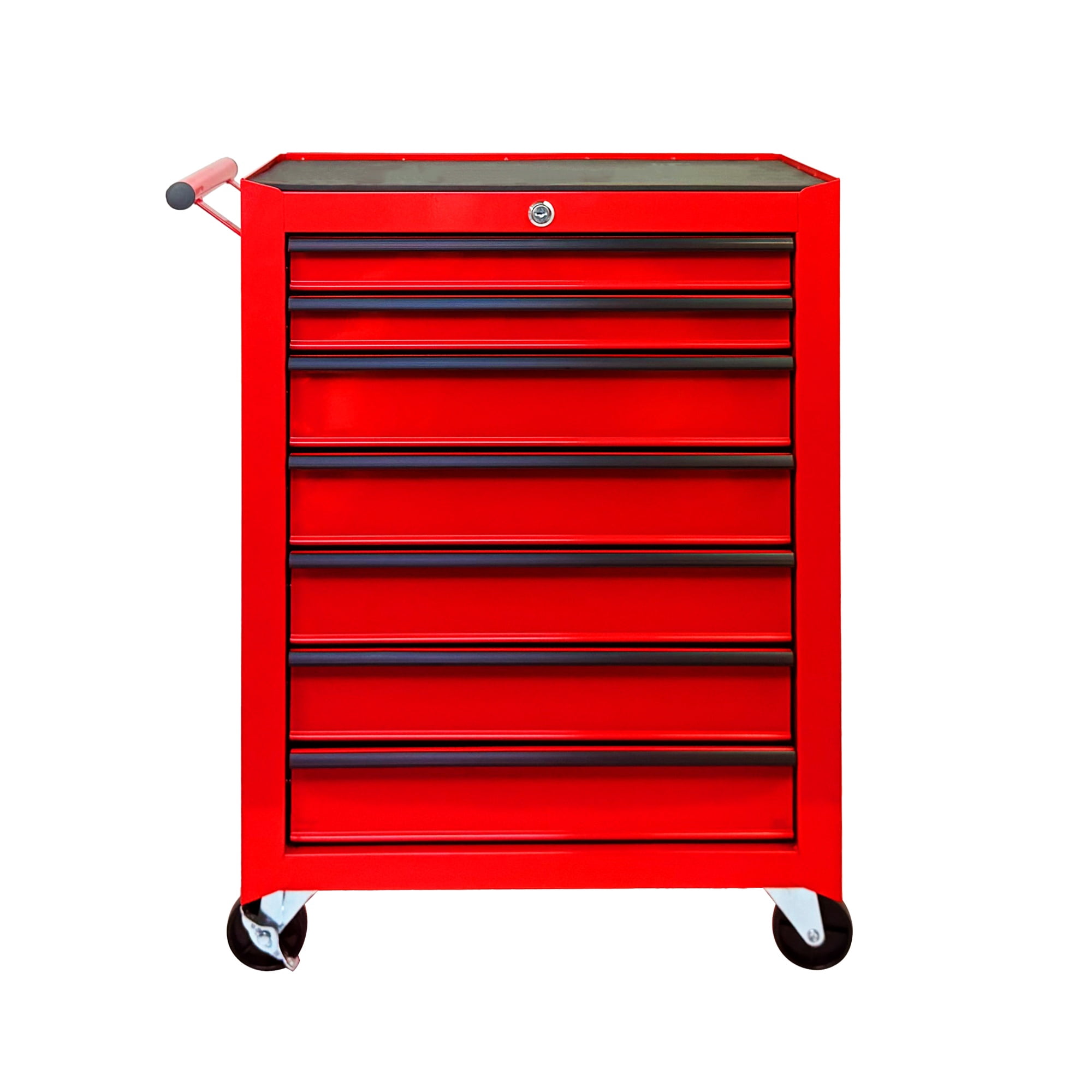 20-Inch Rolling Metal Tool Chest with 7 Drawers and Ball-Bearing Slides, Steel Tool Storage Organizer with Lockable Wheels, Red