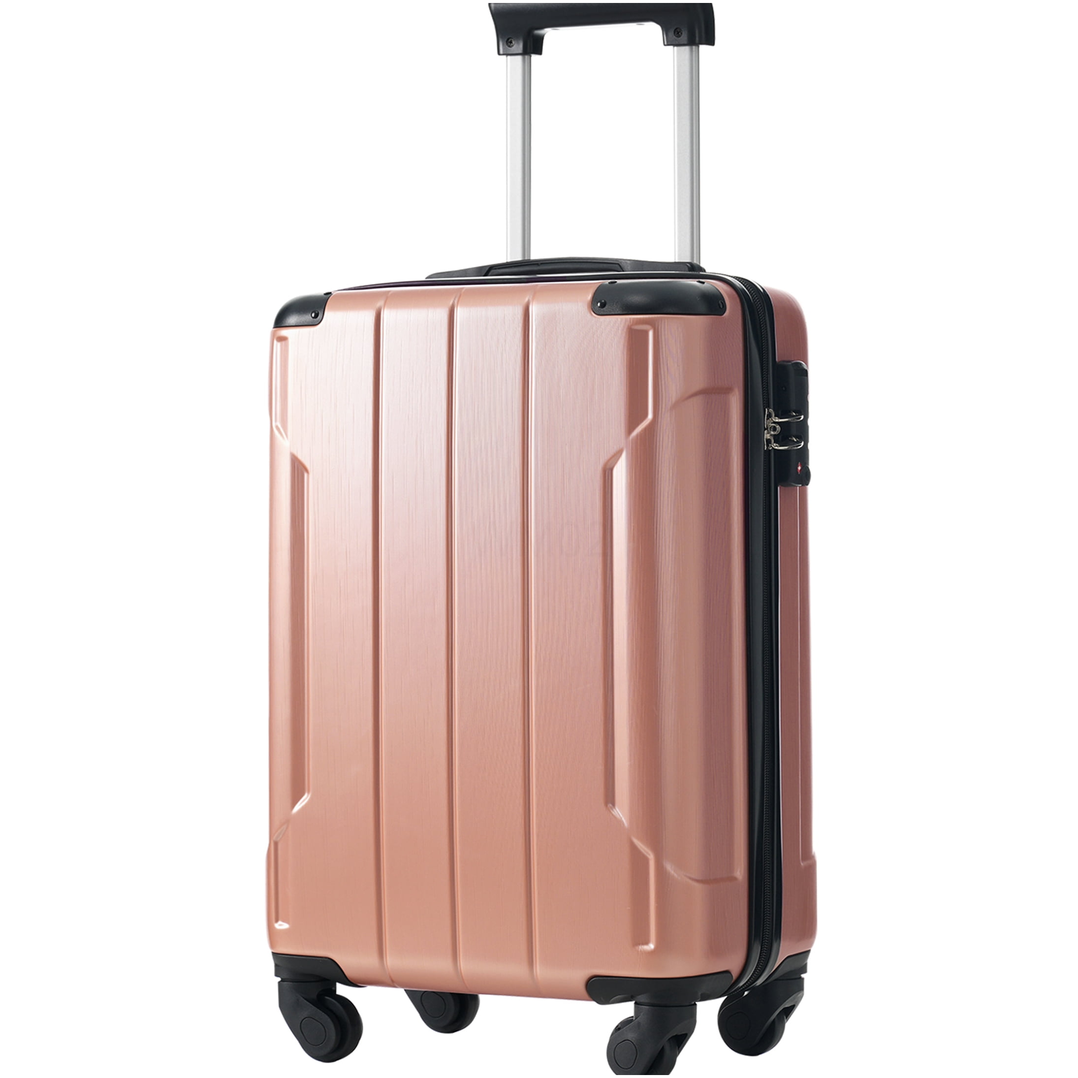 20 Inch Rose Pink ABS Hardshell Suitcase, TSA Lock Lightweight Carry On Luggage with 8 Spinner Wheels