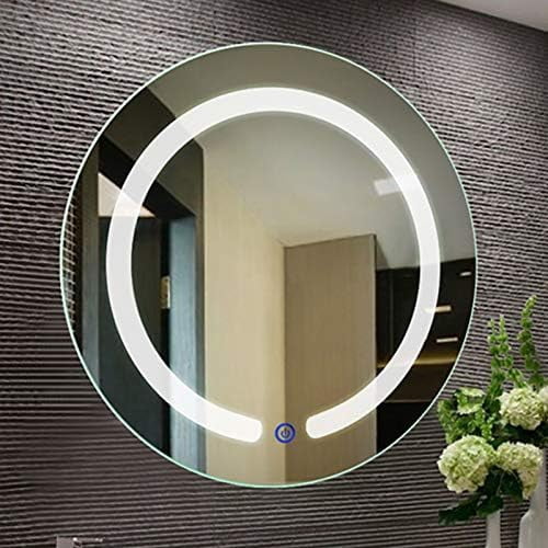 20 Inch Round LED Light Bathroom Mirror: Single Color Light, Wall Mounted, Lighted Bathroom ...