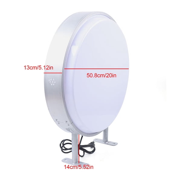 20 Inch Round LED Light Box, Double Sided Outdoor Sign, Waterproof Illuminated Display, Aluminum Frame Acrylic Panel, Wall Mountable for Business Advertising