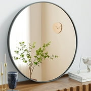 Aidoly 20 Inch Round Mirror, Metal Frame Bathroom Circle Wall Mirror for Entryway, Living Room, Bedroom, Black