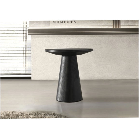 20 Inch Round Pedestal Sofa Table in Black for Modern Living Room & Entryway