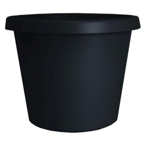 20 Inch Round Plastic Planter Pot - Large Prima Plant Pots with Rolled Rim, Drainage Holes for Indoor Outdoor Plants, Flowers, Vegetables - Black