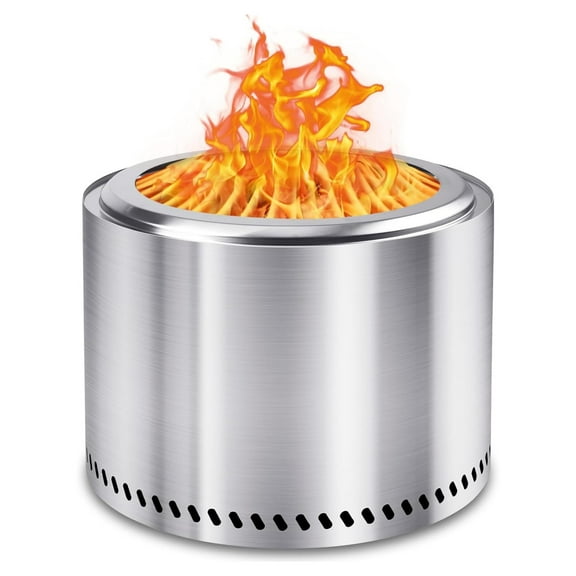 20 Inch Smokeless Patio , Outdoor Wood Burning Stove, Stainless Steel Firepit for Backyard, Patio, Garden, Picnic 20 Inch Modern Silver