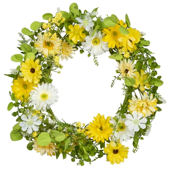 20 Inch Spring Daisy Floral Wreath