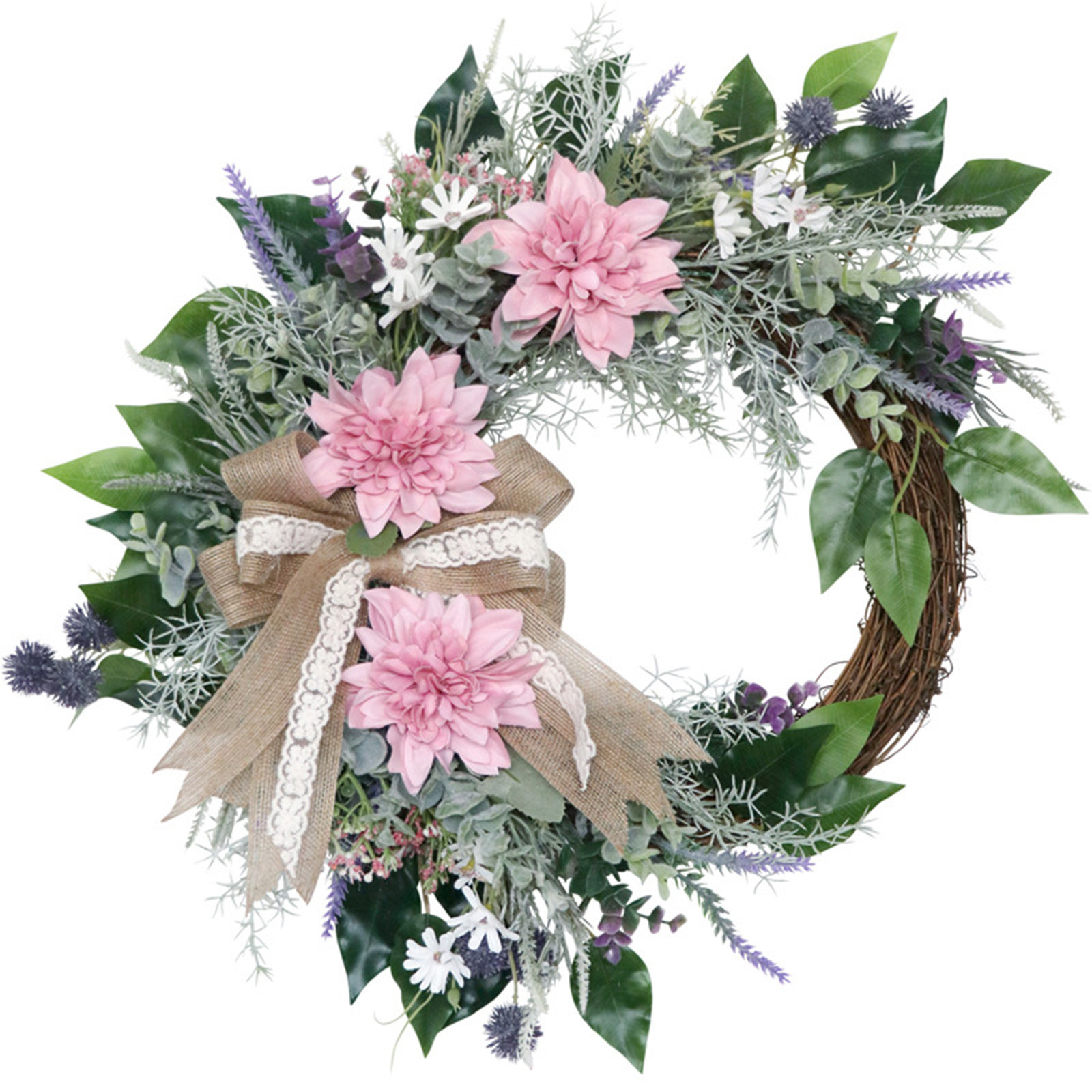 20 Inch Spring Summer Wild Flower Artificial Daisy Front Door Wreath