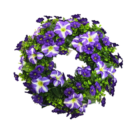 20 Inch Spring Summer Wreaths for Front Door, Artificial Fake Flowers Silk Floral Wreaths with Faux Plants Green Eucalyptus Leaves for Outdoors Farmhouse Wall Farmhouse Spring Summer Wedding