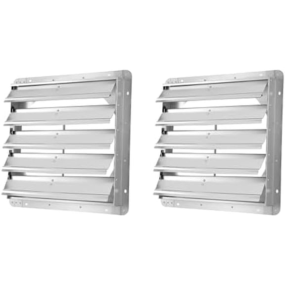 20-Inch Square Aluminum Automatic Gravity Shutter Louver Vent, Silver,2-Pack$$Tools & Hardware Other