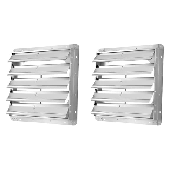 20-Inch Square Aluminum Automatic Gravity Shutter Louver Vent, Silver,2-Pack