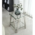 thumbnail image 1 of 20 Inch Square End Table with Double-Layer Tempered Glass, Modern Stainless Steel Side Table for Living Room & Home Office, Storage Coffee Table, Silver & Clear, 1 of 10