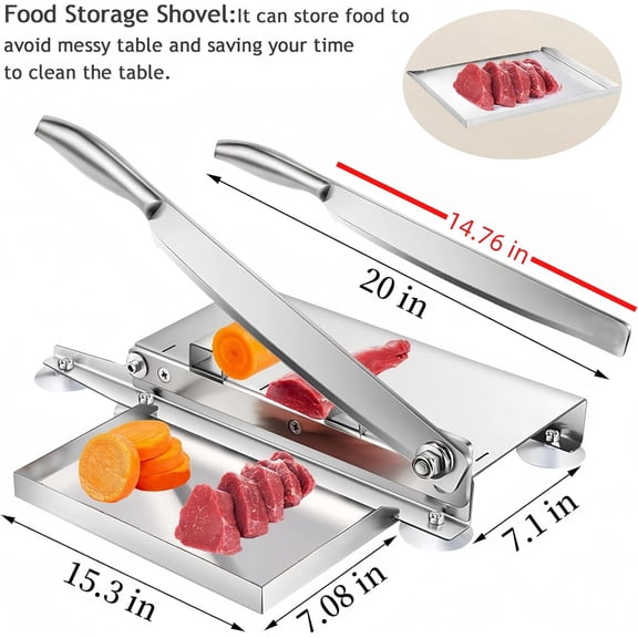 20 Inch Stainless Steel Bone Cutter with 2  Replaceable Blades for  Meat and Ribs Manual Slicer
