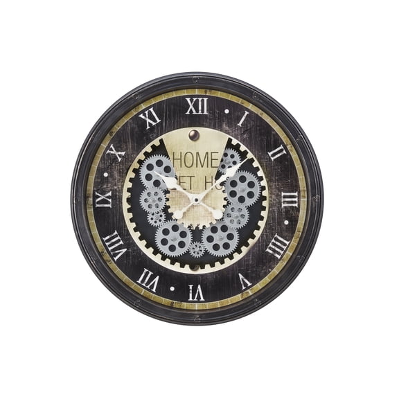 20 Inch Steampunk Wall Clock with Decorative Gears, Industrial Vintage Analog Clock for Living Room, Farmhouse, Office Decor, Silent Non-Ticking Battery Operated,Brown