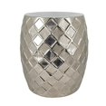 thumbnail image 1 of 20 Inch Stool Table, Modern, Aluminum Metal, Drum Shape, Elegant Silver- Saltoro Sherpi, 1 of 5