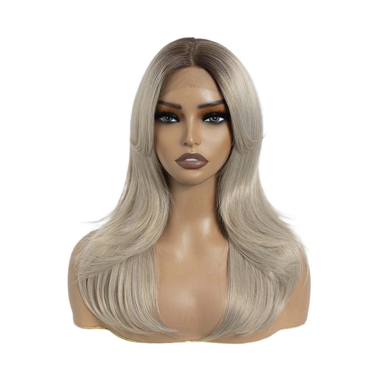 20 Inch Straight Cosplay Wig Ombre Blonde Wigs For Women Synthetic Lace Front Wigs