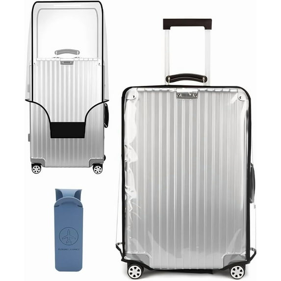 20 Inch Suitcase Covers for Luggage, PVC Clear Luggage Cover Protector, Waterproof Dust Suitcase Cover for Wheeled Suitcases with Blank Tag for Writing Identity Information