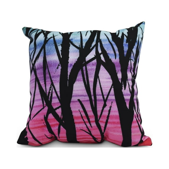 20 Inch Sunset Branches Multi Floral Print Decorative Throw Pillow