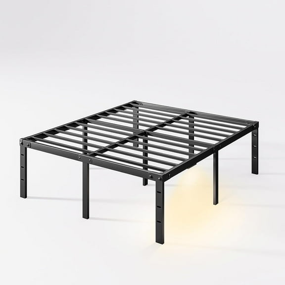 20 Inch Tall Bed Frame Full Size with LED Night Light, Metal Platform Full Bed Frame Storage Space Under The Bed, No Box Spring Needed, Easy Assembly, Heavy Duty, Noise-Free, Black