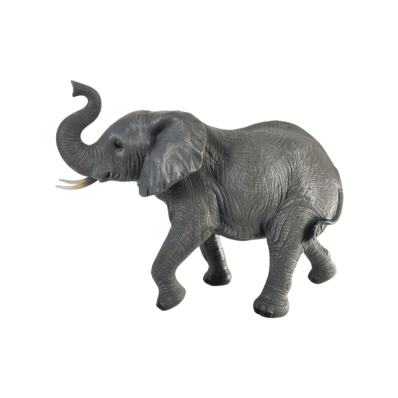 20 Inch Tall Raised Trunk Grey Resin Elephant Statue, All-Weather Wildlife Sculpture, Indoor Outdoor Yard Lawn Patio Garden Decor Ornament