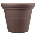 thumbnail image 1 of 20 Inch Terrazzo Extra Large Round Planter - Rolled Rim Weather Resistant Decorative Plastic Plant Pot with Drainage for Indoor Outdoor Use, Chocolate, 1 of 7