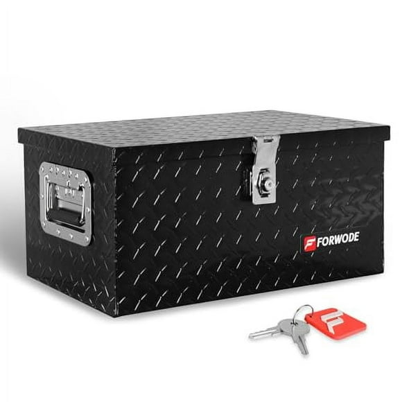 20 Inch Truck Bed Tool Box Aluminum Heavy Duty Trailer Tool Box for Pickup Truck Bed RV Toolbox with Handle and Lock - Black