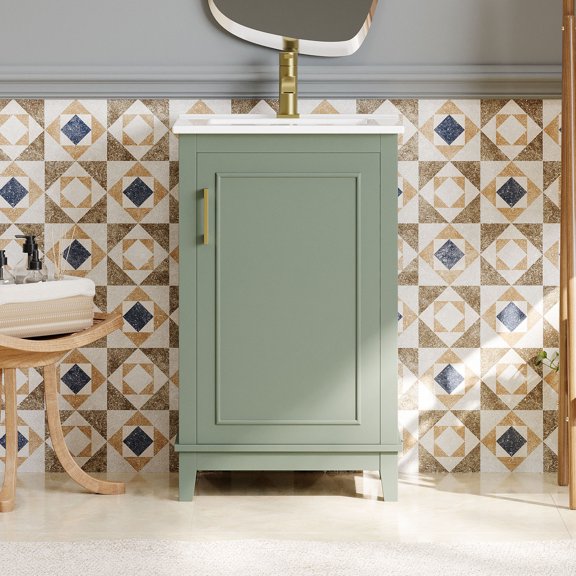 20-Inch Vanity with Ceramic Basin Space-Saving for Small Bathrooms Quiet Experience