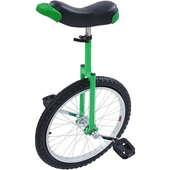 20 Inch Wheel Outdoor Unicycle, Adjustable Seat Height Exercise Bicycle Outdoor Sports Unicycle for Fitness Exercises, Cycling Practice,165Lbs (Green)