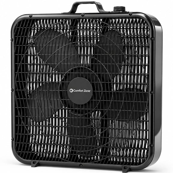 20 Inch White Box Fan, 3 Speed 5 Blade Floor Window Cooling Fan with Carry Handle for Bedroom Air Circulation