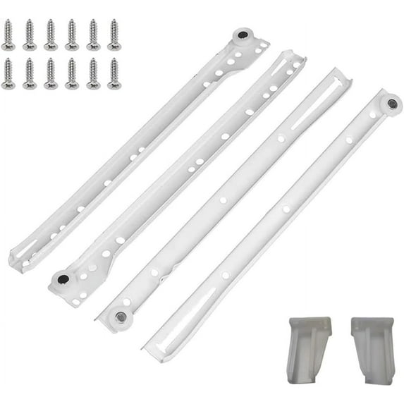 20 Inch White Euro Slides Pack of 4 for Face-Frame and Frameless Cabinets. 75lbs Capacity Cold Rolled Steel Powder Coated