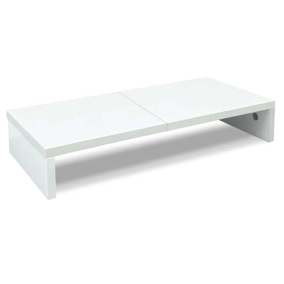 20 Inch White Monitor Stand Riser Wood Desktop For Pc/tv/laptop/printer With Storage Computer Organizer