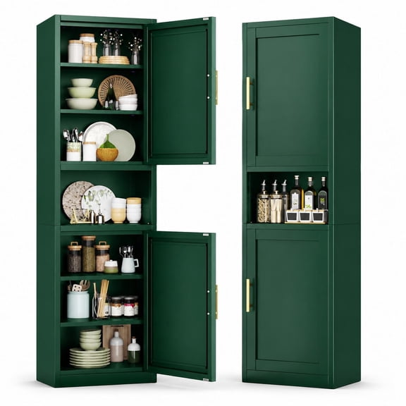 20-Inch Wide Pantry Storage Cabinet with Adjustable Shelves, Compact Small Space Organizer