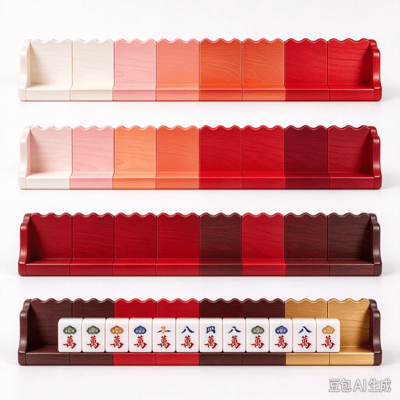 20 in Wood Scalloped Mahjong Tile Racks with Magnetic Pushers, Portable ...