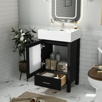 20-Inch bathroom vanity with ceramic sink and ample storage - ideal for small bathrooms