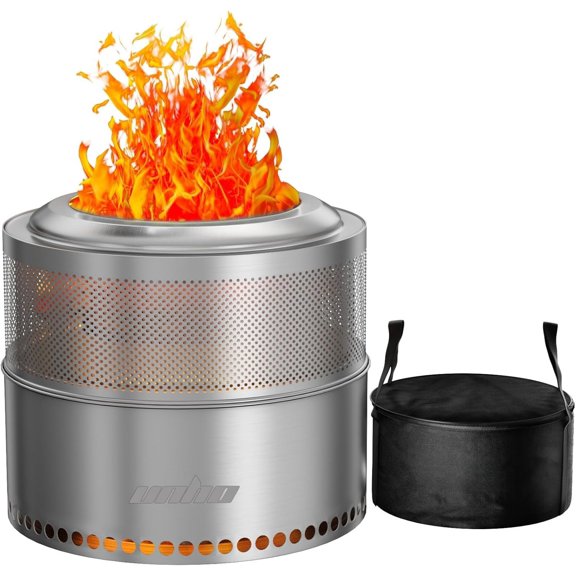 20 Inch firepit for Outside Stove, Stainless Steel Outdoor Portable Fire Pit for Backyard, Patio, Garden, Picnic