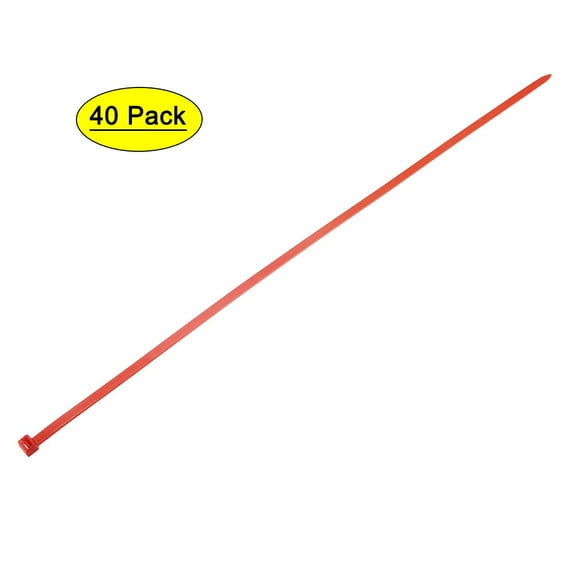Uxcell 20 inch x 0.2 inch Self-Locking Nylon Tie Wraps Red Cable Zip Ties 40 Pack