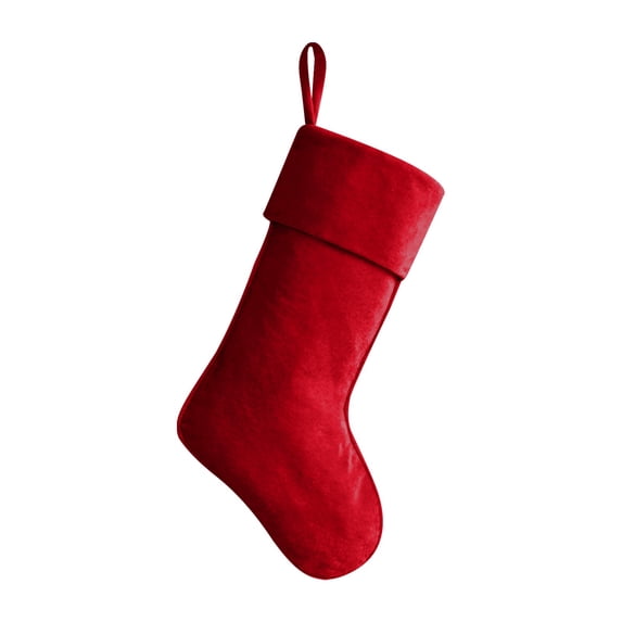 20 Inches Christmas Stocking, Soft Velvet Xmas Tree Hanging Ornament, Christmas Stocking Decoration for Family New Year Holiday Party Mantel Fireplace Decor, Gift Filler Suffer Bag,1Pc,Red