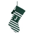 thumbnail image 1 of 20 Inches Initial Christmas Stocking Monogram Embroidered Christmas Stocking, Striped Knitted White Green Letter Stockings for Family Holiday and Xmas Tree Fireplace, 1 of 9