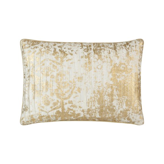 Cloud9 Design Ella Ivory and Gold Pillow, 14"X20"