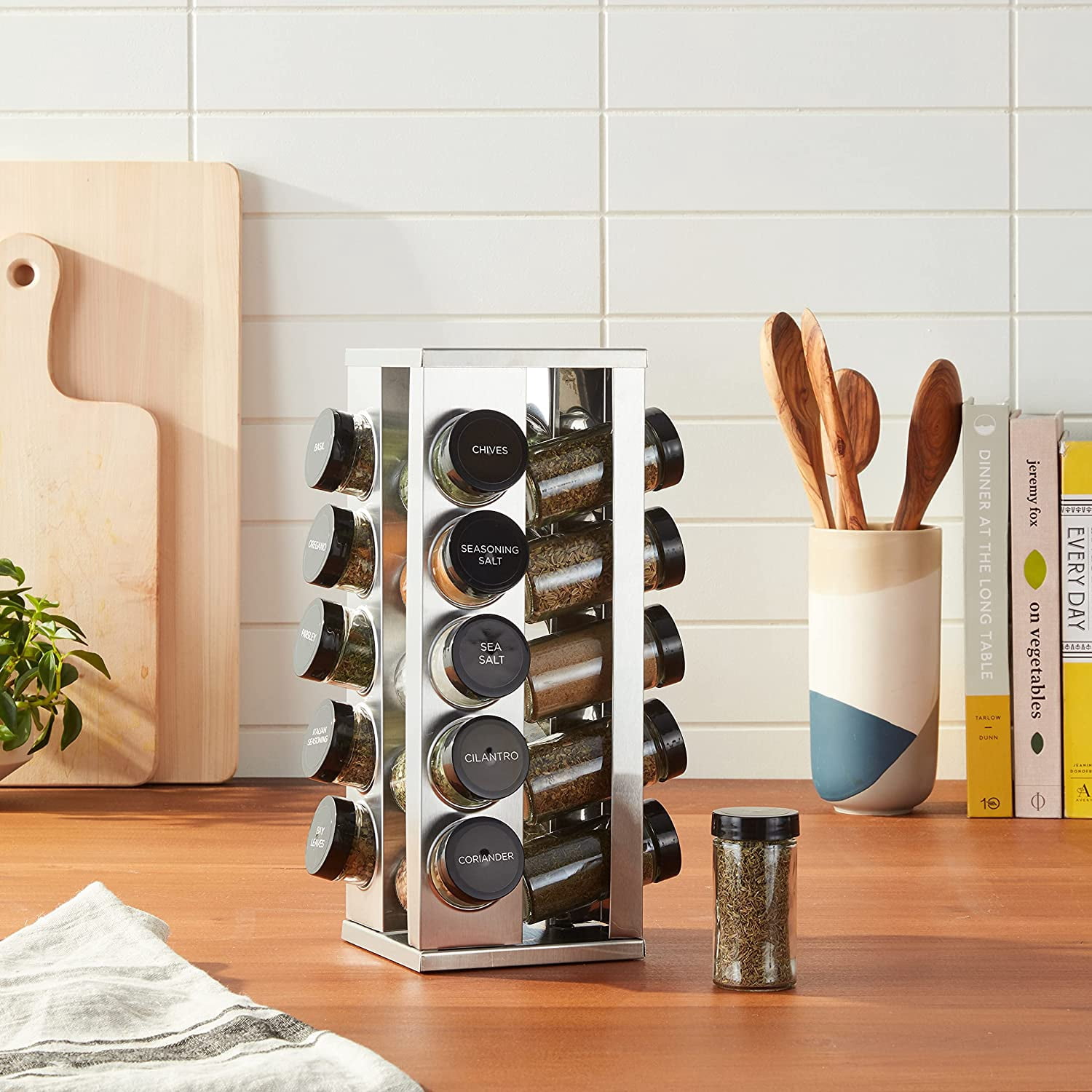 20 Jar Heritage Revolving Countertop Spice Rack Organizer with Spices ...