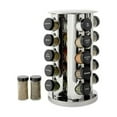 thumbnail image 1 of 20 Jar Revolving Countertop Spice Rack With Spices Included  Free Refills For 5 Years Polished Stainless Steel Black Caps 30020, 1 of 8